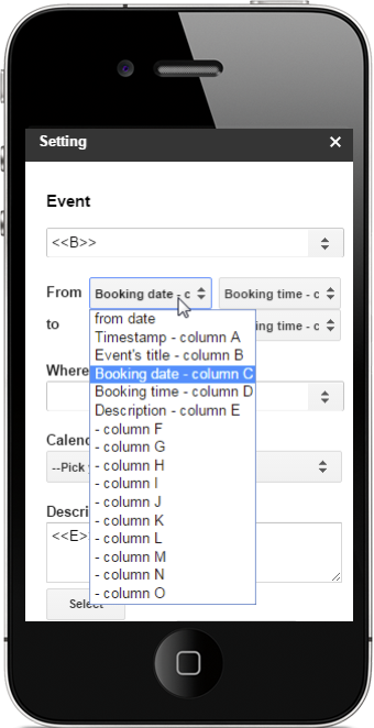 calendar events creator features