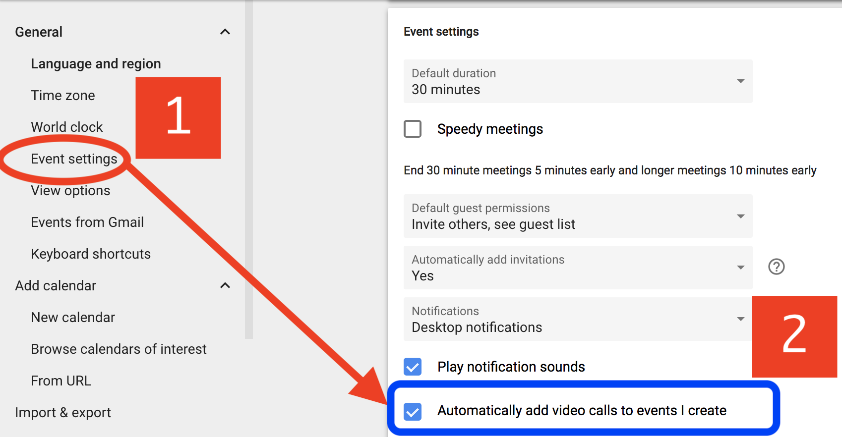 create a Hangouts link in event descriptions and invitations