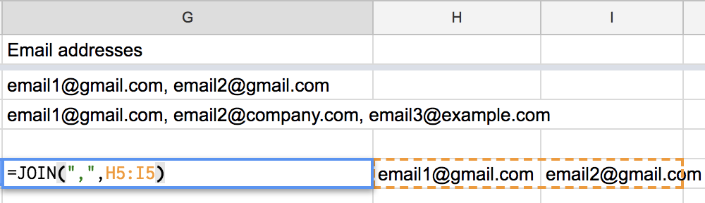 Use a comma as a seprator - join fomula